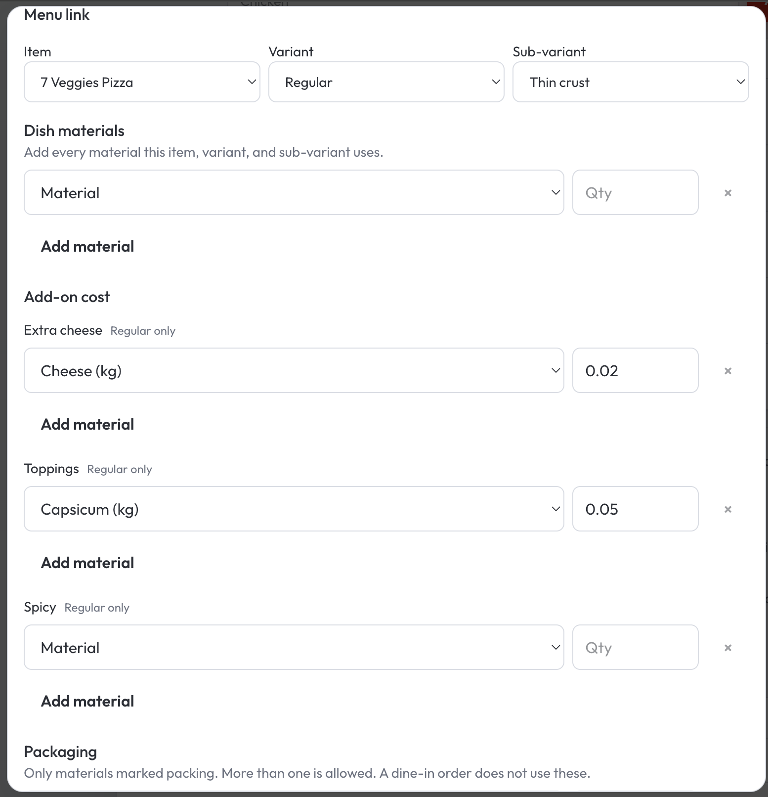 Recipe for 7 Veggies Pizza with cheese, capsicum, and packaging